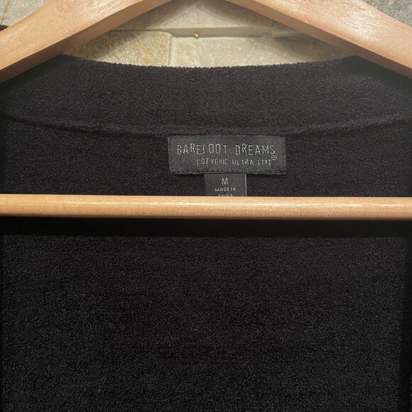 Barefoot Dreams M Black Cardigan | CozyChic Ultra Lite, Duster, Drawstring - Picture 4 of 10